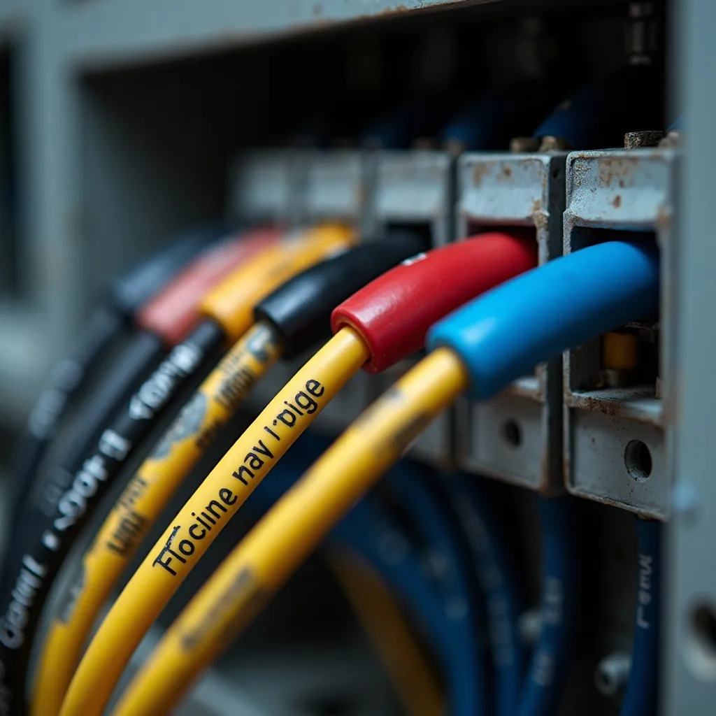 Câblage électrique repéré et soigneusement rangé dans une boîte de dérivation