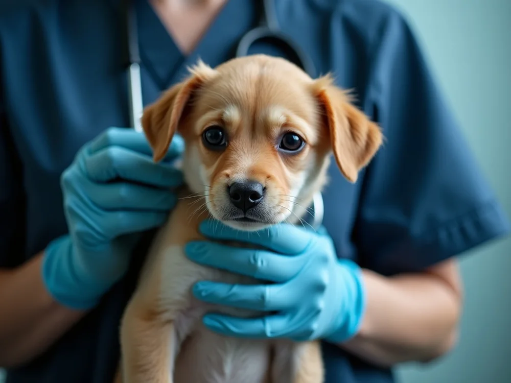 Consultation d'un chien avec un stéthoscope