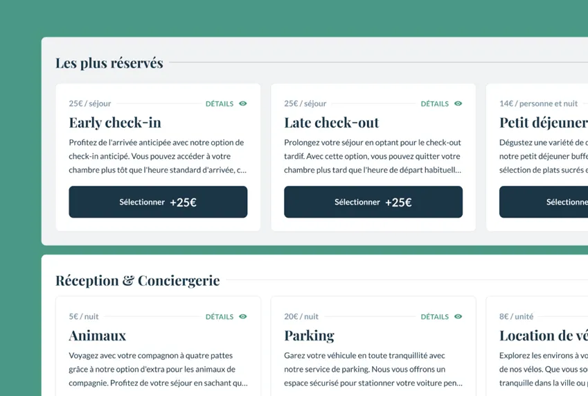 VairStay — Extras de réservation